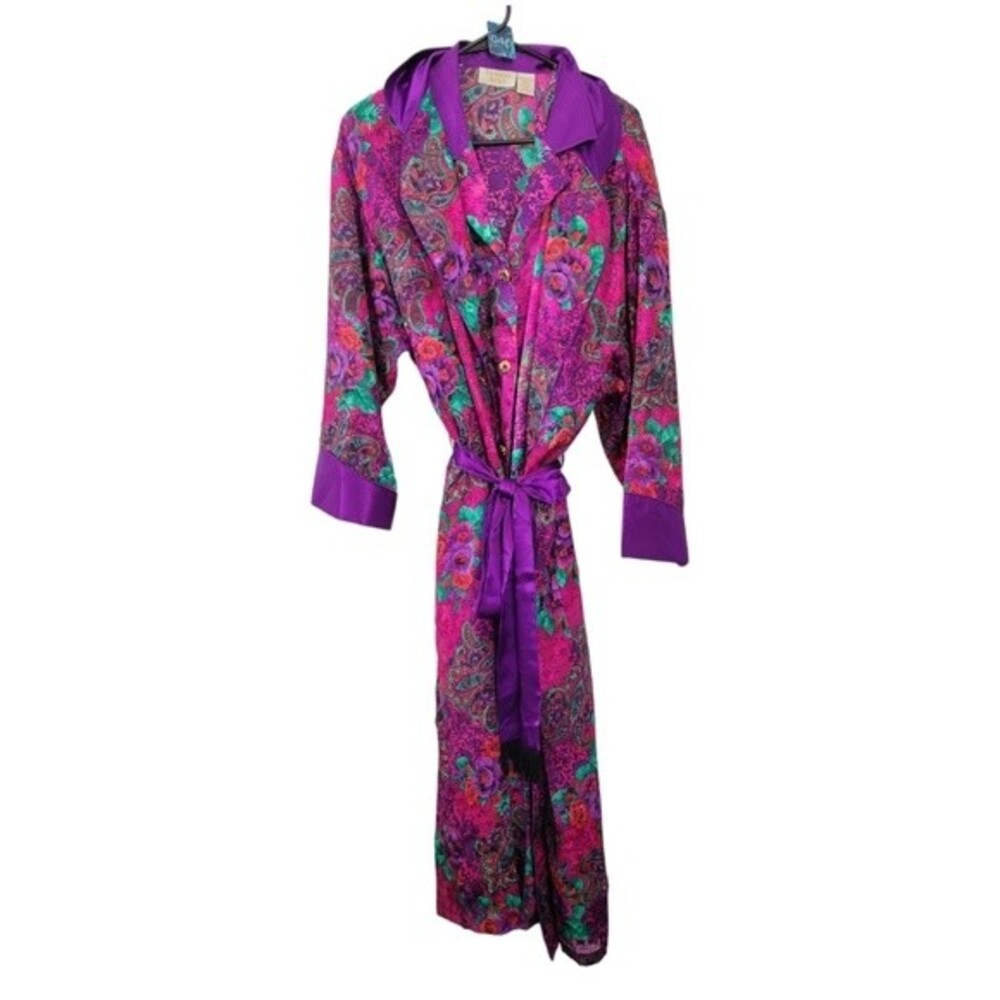 Vintage Victoria's Secret Gold Label Paisley Floral Robe & Night Shirt Set M/L